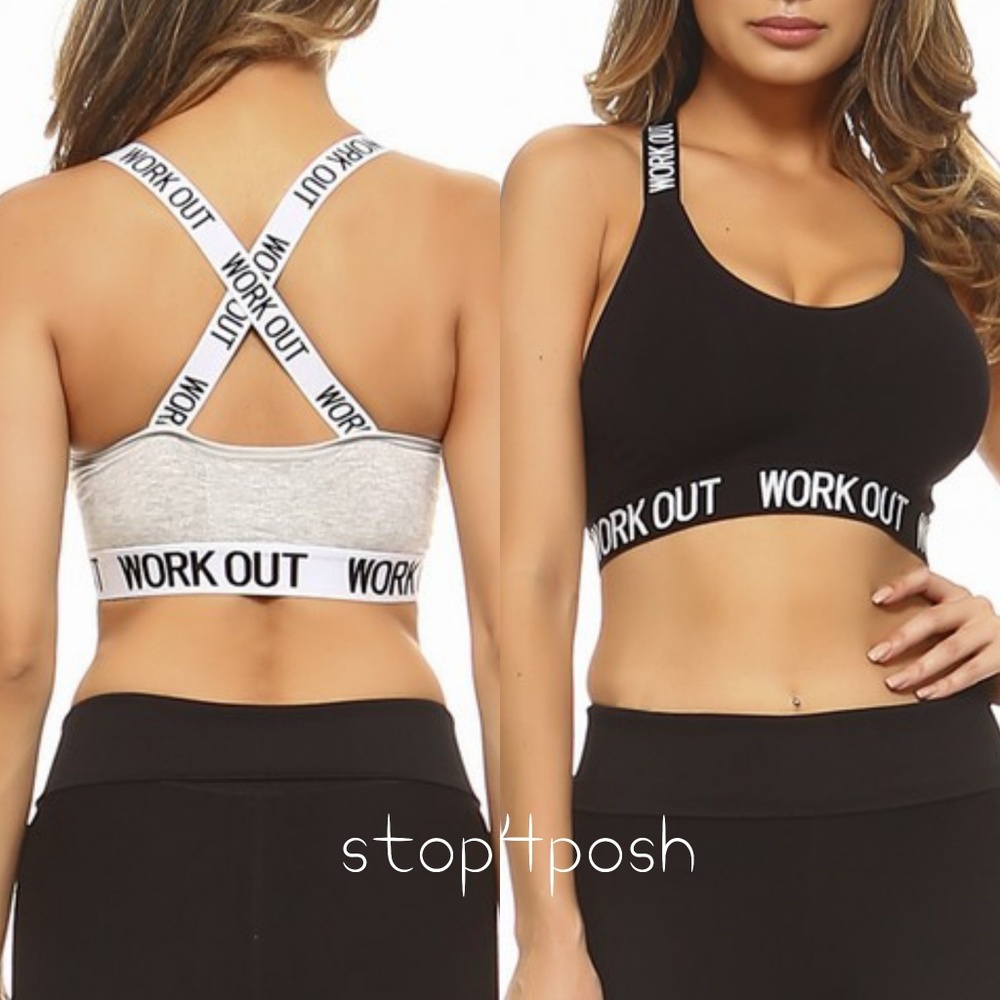 Sports bra workout activewear logo band padded